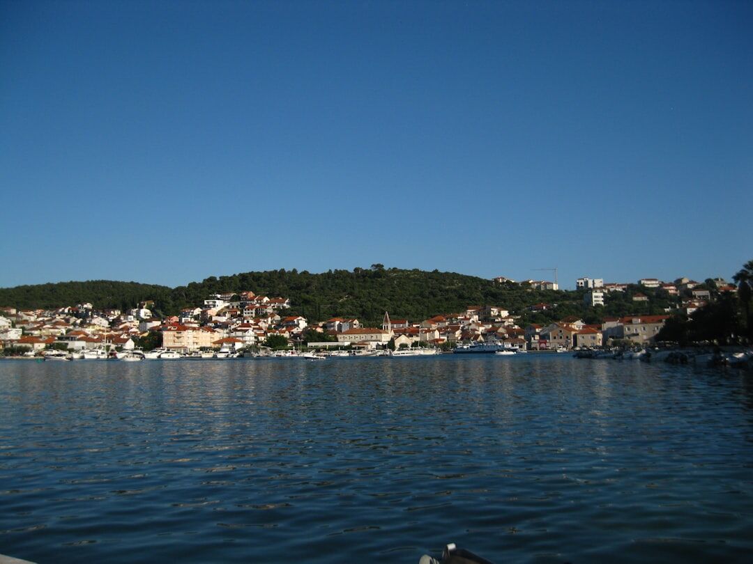 Fishing boats in a Croatian harbor at dawn